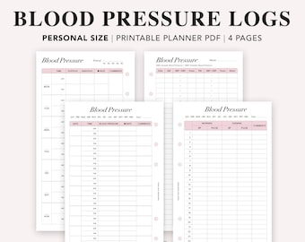 PERSONAL Printable Blood Pressure, blood pressure tracker, blood pressure monitor, blood pressure log, Health planner, Hypertension log