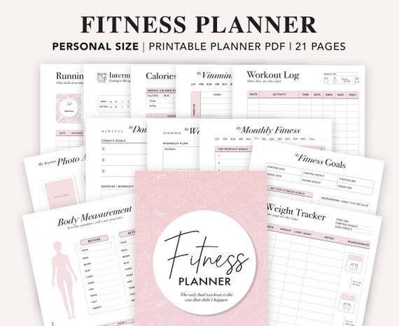 Personal Fitness Planner Printable: Weight Loss, Workout, Meal (PDF Instant Download)