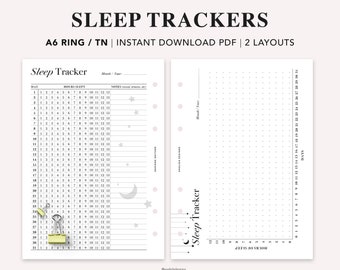 A6 Sleep Tracker Printable, Monthly Sleep Log, Sleep Tracking, Sleep Journal, Health Planner, A6 Planner, Foxy Fix A6 rings, PDF