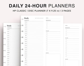 24 Hour Daily Happy Planner Classic, Hourly Planner, Military Time Plan, Time Blocking Template, Work Day Schedule, Work Planner, HP Classic