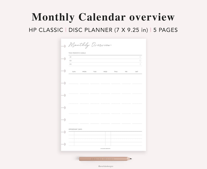 Monthly Planner Printable Happy Planner Insert Monthly - Etsy
