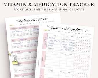 Pocket Medication & Vitamin Tracker: Printable Health Log (PDF)