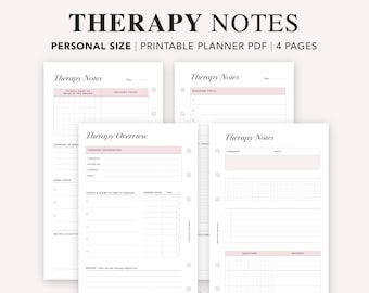 Personal Therapy Notes Planner Printable: Mental Health Journal (PDF)