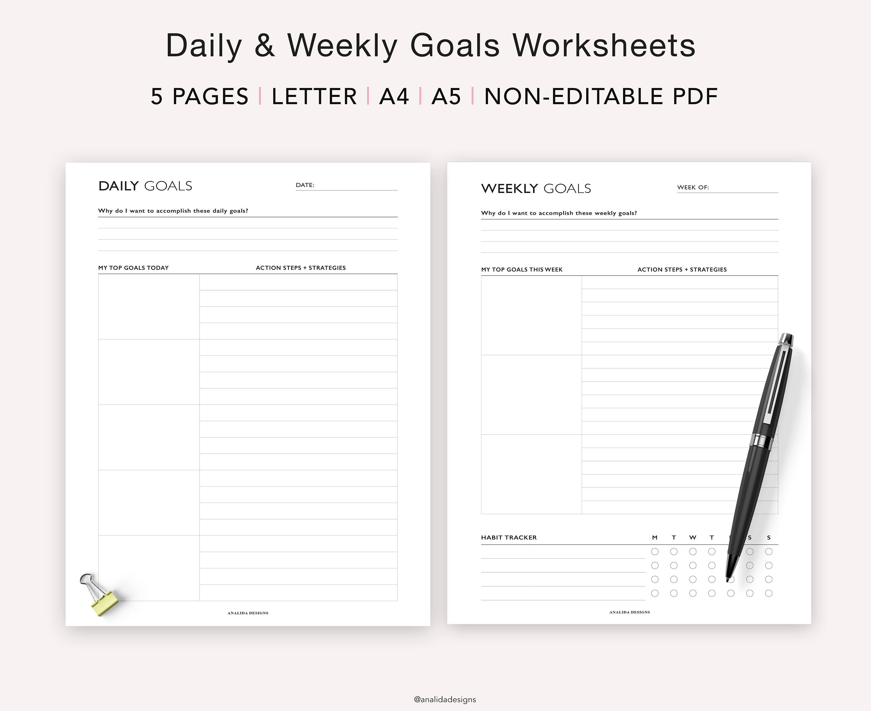 Daily Weekly Monthly Goal Planner 90 Day Goal Setting - Etsy