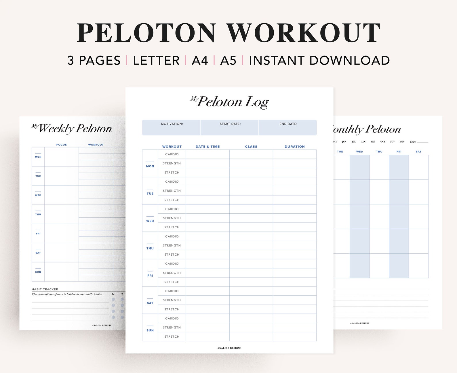 Peloton Workout Planner Home Cycle Workout Tracker Weekly | Etsy