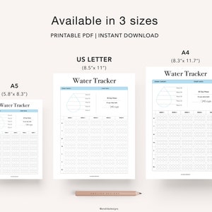 Water Tracker, 30 Day Water Challenge Printable, Water Intake Template, Hydration Tracker, Monthly Water Tracking, Instant Download image 2