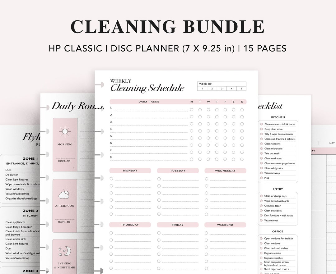 Cleaning Schedule Printable, Happy Planner Classic Insert, Chore Chart ...
