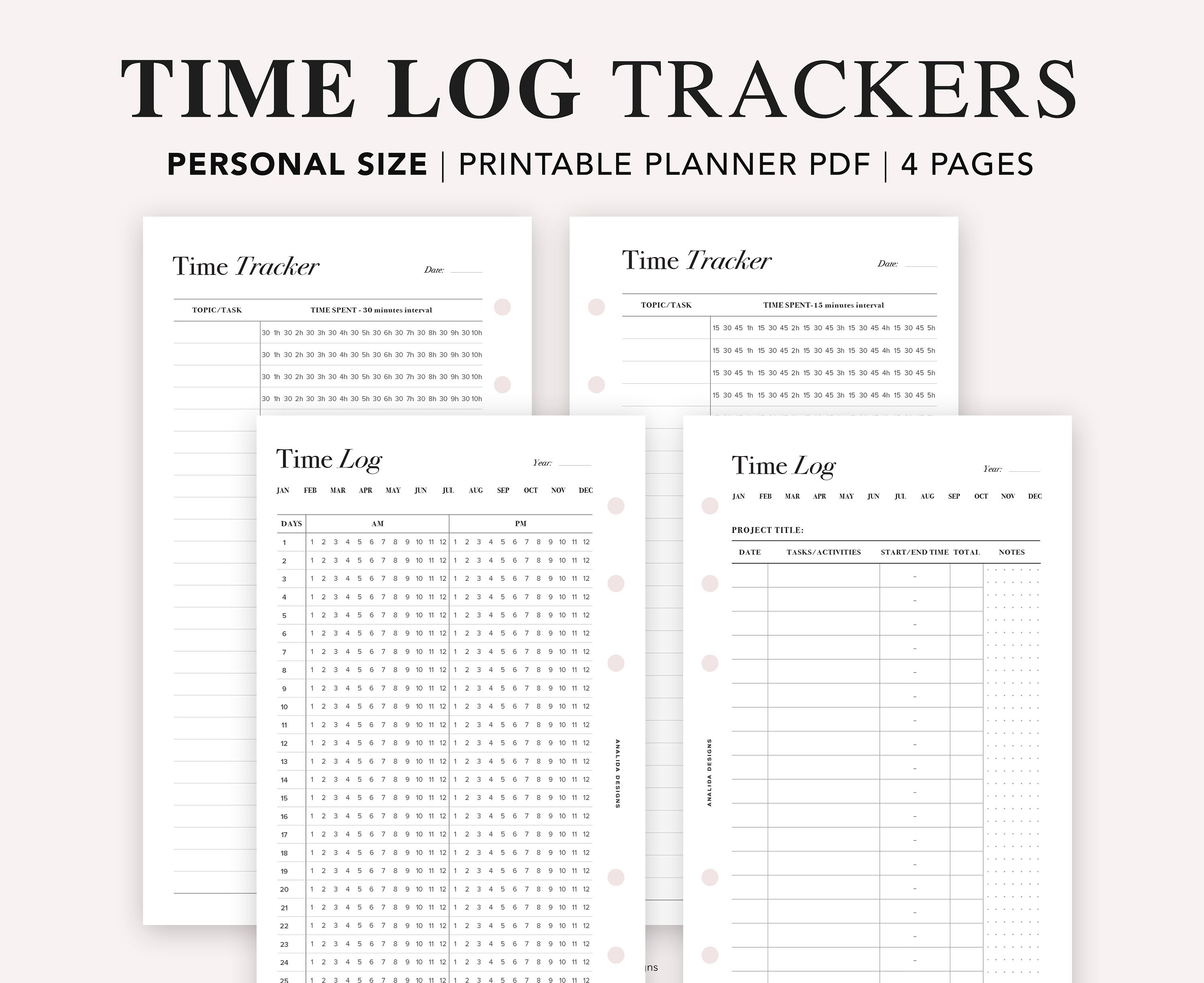 PERSONAL Time Tracker Printable Time Log Time Blocking 