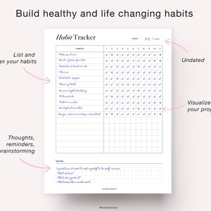 Habit Tracker, Monthly Habit Tracker Printable, 30 Days Habits Tracker, Habit Planner, Routine Checklist, A5 Planner Insert image 7