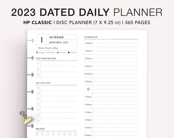 2023 Dated Daily Planner Printable, Happy planner classic, Daily Printable Inserts, Time Blocking Template, Work Day Schedule, HP Classic