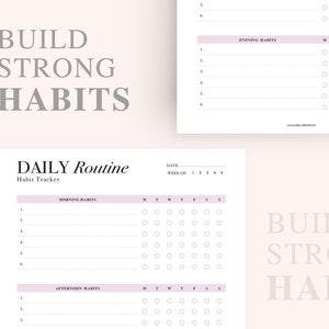 Habit Tracker Printable, Weekly Habit Tracker, Daily Planning, Routine Planner, Routine Checklist, includes US Letter, A4 & A5 Inserts image 8