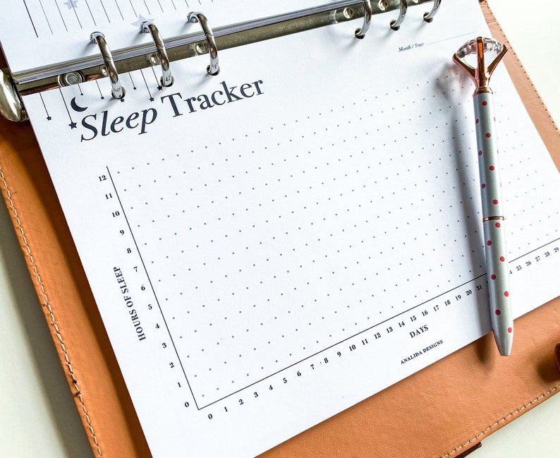 Sleep Tracker Printable, A5 Planner Inserts, Monthly Sleep Log, Sleep Tracking, Sleep Journal, Health Planner, PDF Instant Download image 7