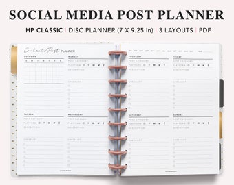 Social media planner template, Happy Planner Classic Planner, Instagram Post Tracker, Content Planner, Pinterest Plan, Facebook Agenda, PDF