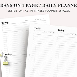 A5 Inserts Day on Two Pages Printable Daily Planner Pages 