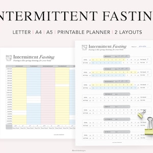 Intermittent Fasting, Fasting Printable, Daily Weekly Keto Tracker, Fasting Planner, Intermittent Fast Plan, A5 Inserts, Instant Download image 1