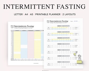Intermittent Fasting Tracker: Weekly Keto Planner, A5 Inserts (Digital Download)