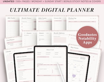 Goodnotes Undated Digital Planner, Ipad Planner, Digital Journal, Notability, Ultimate Fitness Finance Productivity Goodnotes templates