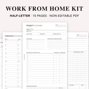 Half Letter Work Productivity Planner: Project, Task, Time Management (PDF)