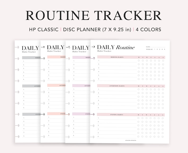Handheld Routine Checklist Routine Checklist Printable: Daily Habit Tracker, HP Classic Insert ...