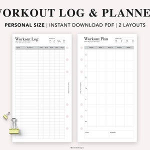 PERSONAL Workout Planner Printable, Exercise Log, Workout Template, Workout Calendar, Fitness Planner, Workout Tracker, Personal size insert image 1