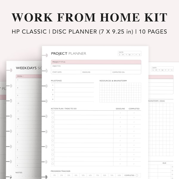 Work from Home Printable, Happy Planner Insert, Time Management Planner, Project Planner, Remote Work, Business Planner, Work To Do List PDF