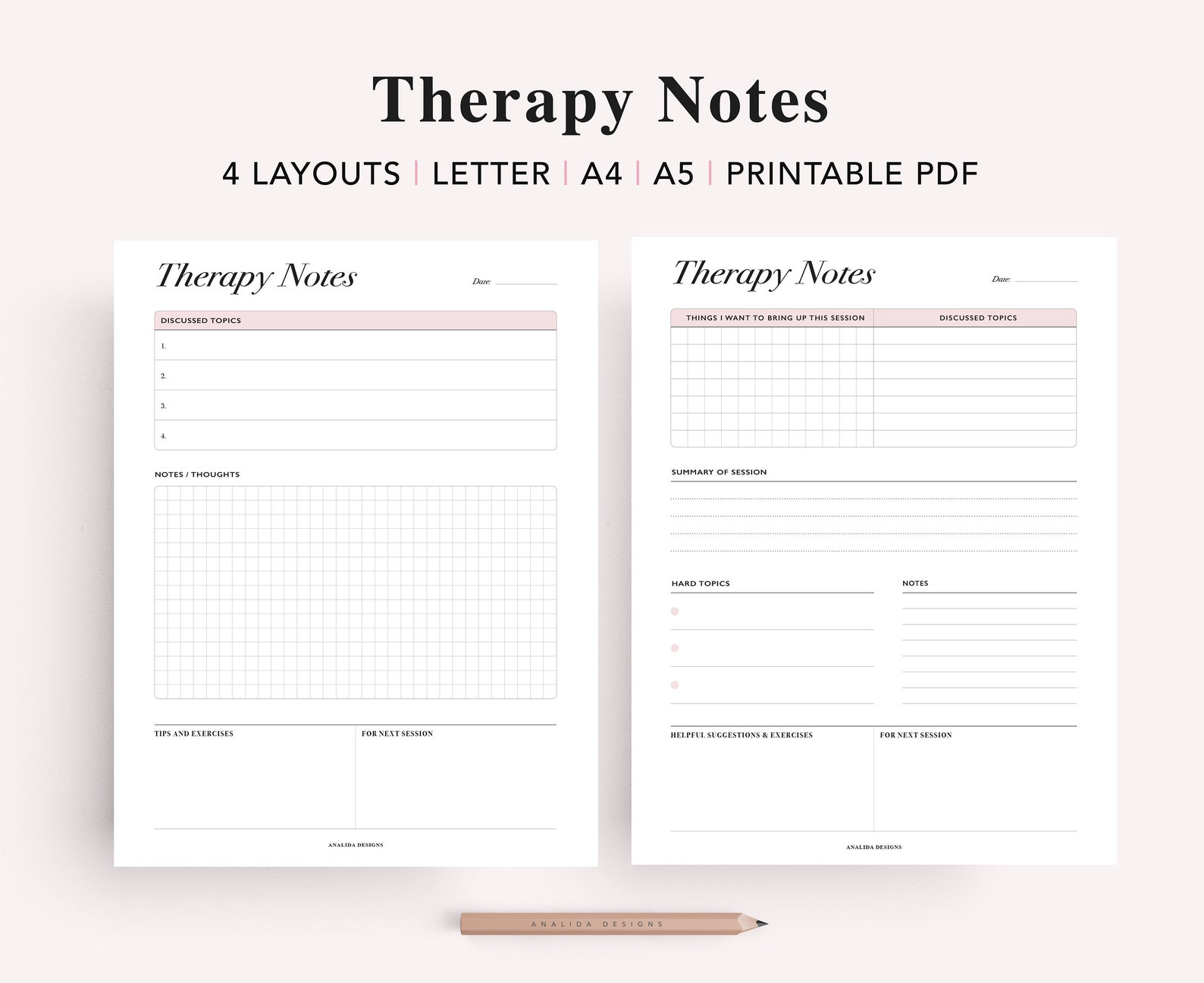Therapy Notes Planner Printable Therapy Journal Mental - Etsy