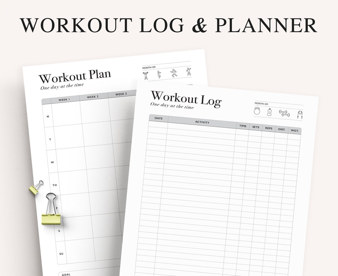 Workout Planner Printable Exercise Log Workout Template - Etsy