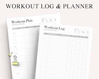 Minimalist Workout Log & Planner: A4, A5, US Letter (Digital Download)