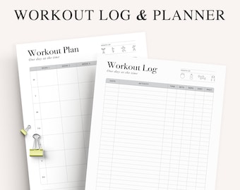 Workout Planner Printable, Exercise Log, Workout Template, Workout Calendar, Fitness Planner, Workout Tracker A5, A4 & US Letter