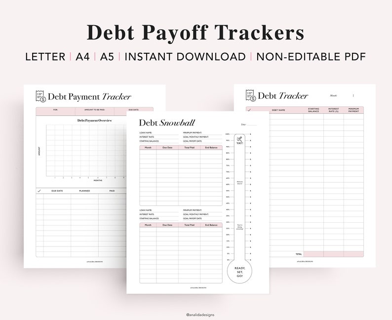 Financial Planner Bundle Printable, Savings Tracker, Monthly Budget Planner, Debt Payoff Tracker, Digital Finance Planner, A5 Planner Insert image 7