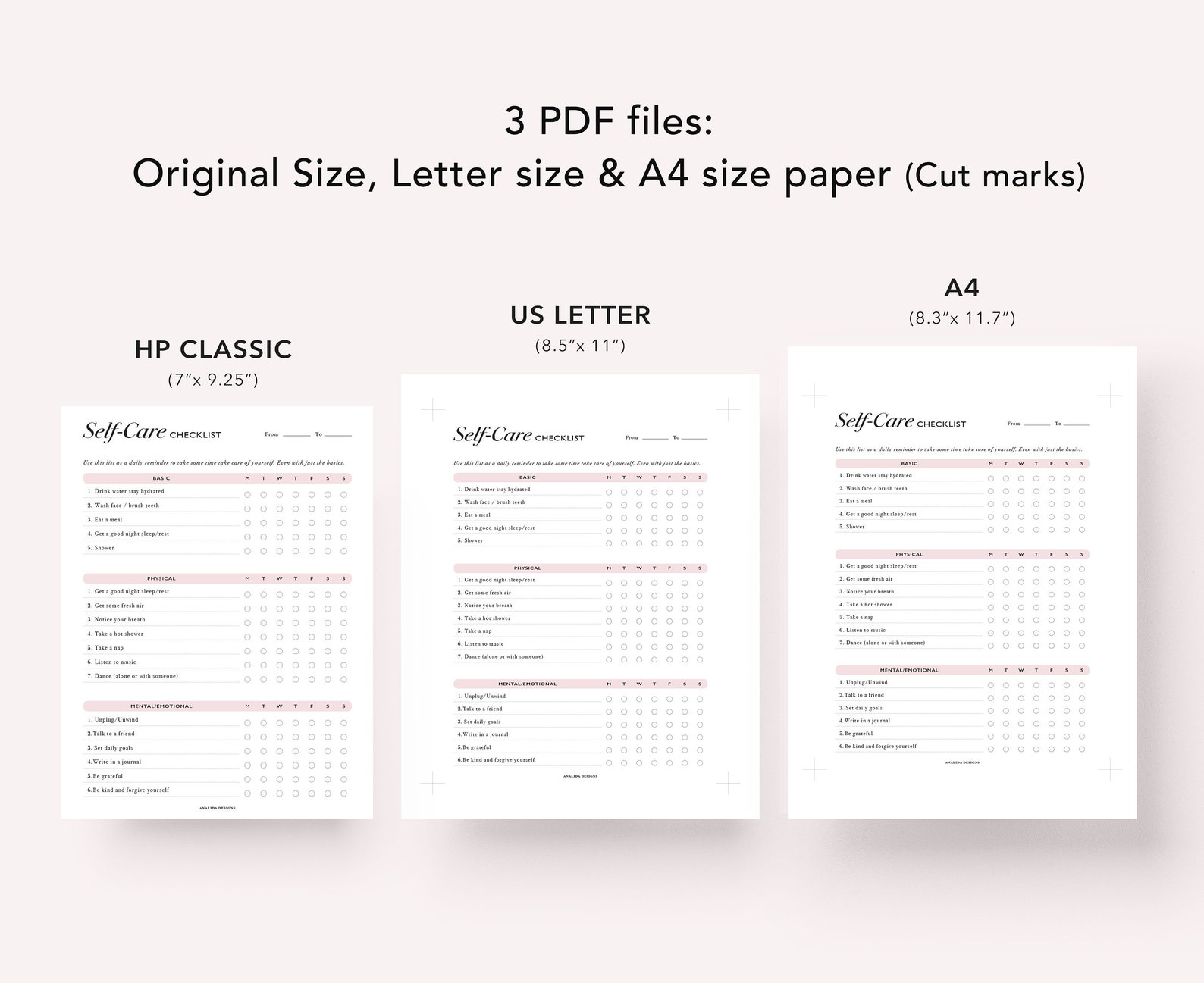 Self-care Checklist Tracker: Happy Planner Classic Insert (PDF) - Etsy
