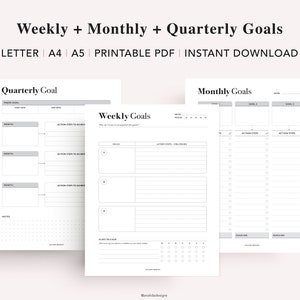 Productivity Planner Bundle Printable, Work Planner, Project Tracker, Life Organizer Template, To Do List, US Letter, A4, A5 planner inserts image 3