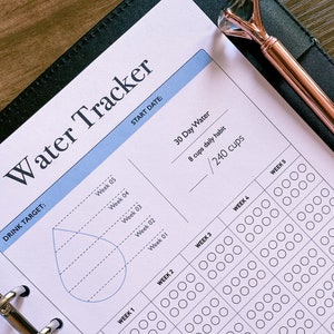 Water Tracker, 30 Day Water Challenge Printable, Water Intake Template, Hydration Tracker, Monthly Water Tracking, Instant Download image 3