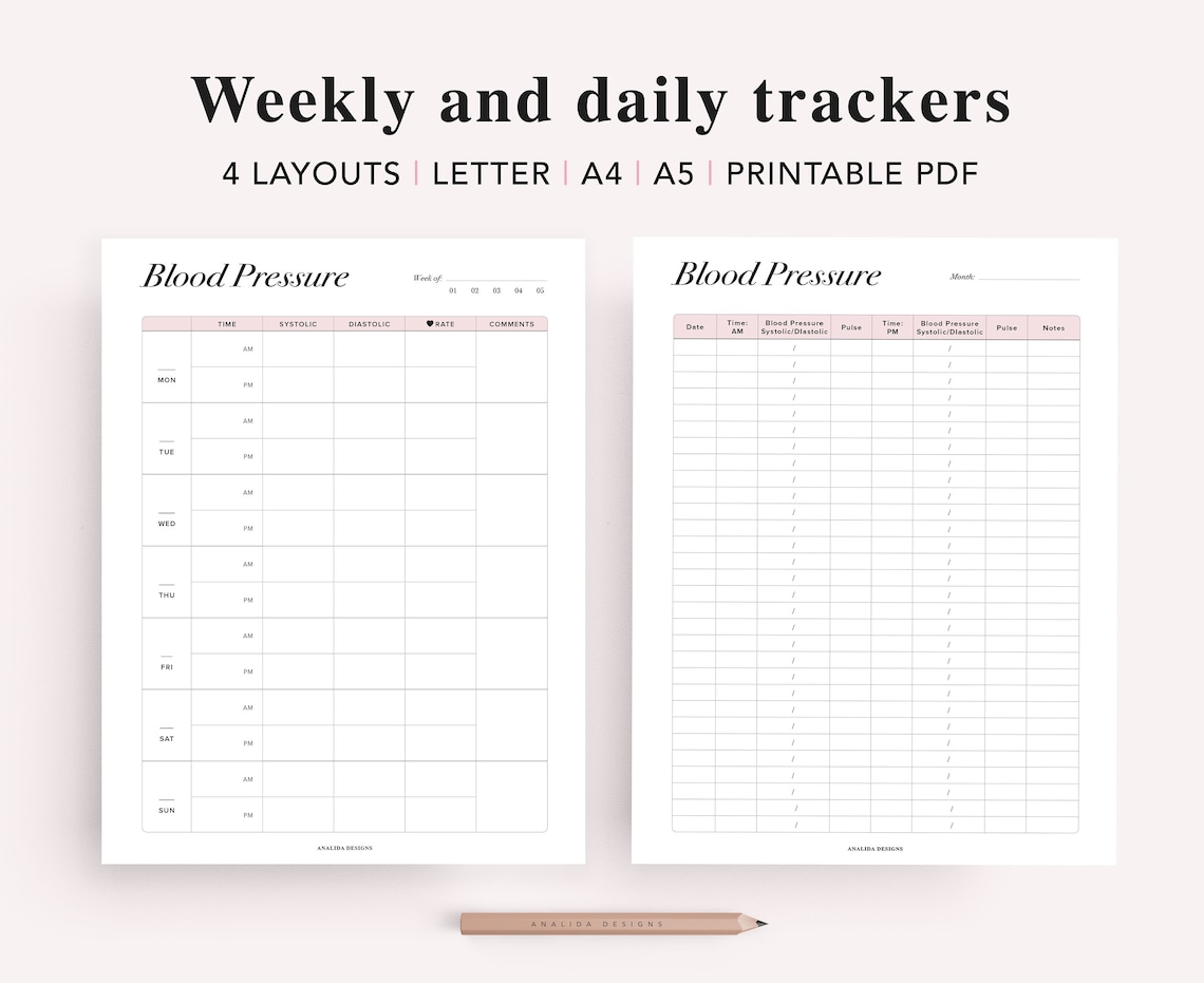 Printable Blood Pressure Blood Pressure Tracker Blood - Etsy