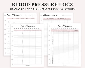 Printable Blood Pressure, Happy Planner Classic Insert, blood pressure tracker, blood pressure monitor, blood pressure log, Health planner