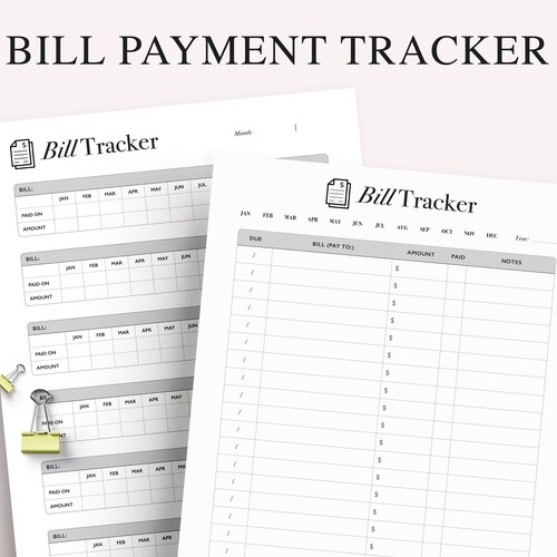 Printable Bill Payment Tracker: Minimalist Finance Planner (Digital Download)