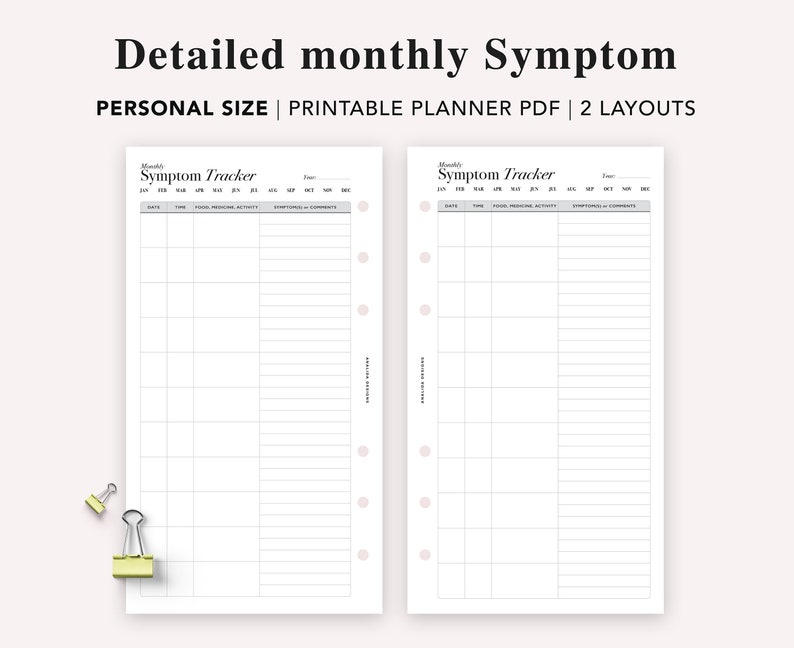 Personal Symptom Tracker: Printable Medical Planner (PDF Download) image 4