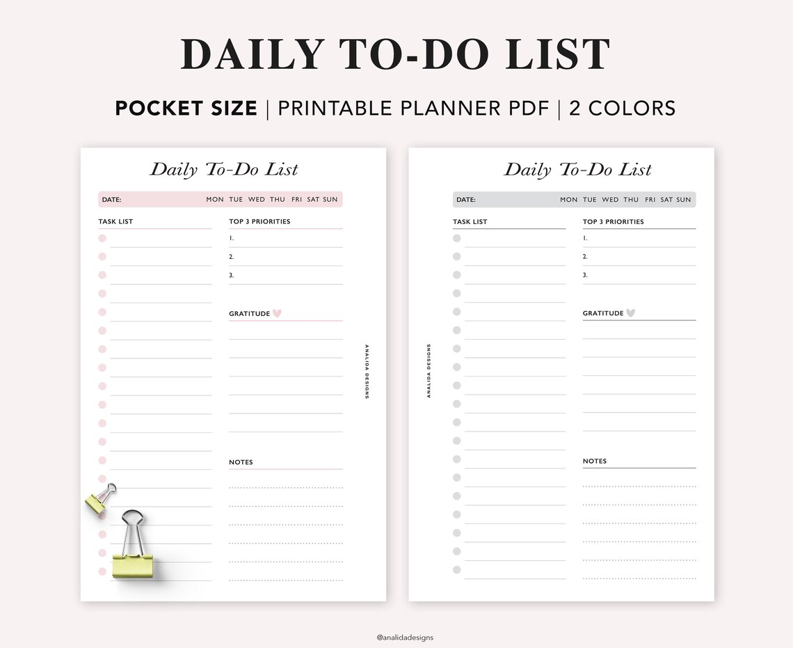 POCKET Daily to Do List to Do List Notepad Printable - Etsy
