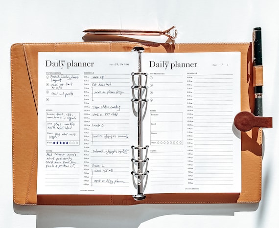 Daily Hourly Planner Printable: Checklist & Schedule (US Letter, A4, A5)