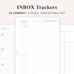 FC Compact Size Inbox Planner Inserts, Inbox Tracker, Inbox System, To Do List Template, To Do List Priorities, List Brain Dump, PDF