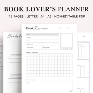 Reading Tracker Printable, Reading Log, Reading Journal, Bookshelf Insert, Book Lovers Planner Bundle Kit, A5 Planner Inserts, PDF Download