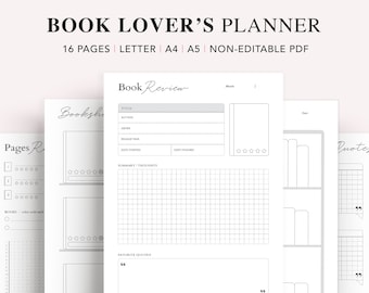 Reading Tracker Printable, Reading Log, Reading Journal, Bookshelf Insert, Book Lovers Planner Bundle Kit, A5 Planner Inserts, PDF Download