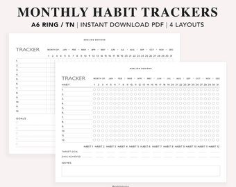 A6 Monthly Habit Tracker, Habit Tracker Printable, 30 Days Habits Tracker, Habit Planner, Goal/Chore/Routine Checklist, A6 Planner PDF