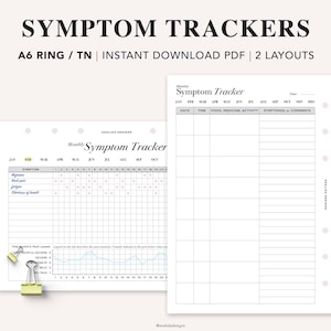 A6 Symptom Tracker, Printable Medical Planner, Pain Tracker, Symptoms Journal, Chronic Illness Symptom Chart, A6 Planner, Foxy Fix A6 rings