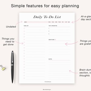 Daily to Do List, Printable Schedule To-do List, A4 &amp; A5 Inserts ...