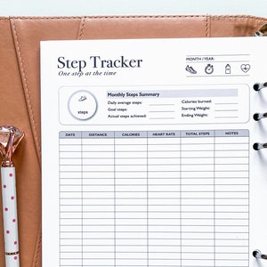 Walking Tracker Printable, Running Tracker, Step Tracker, Fitness Tracker, Walk Running Challenge, A5 Planner Inserts, PDF Instant Download image 4