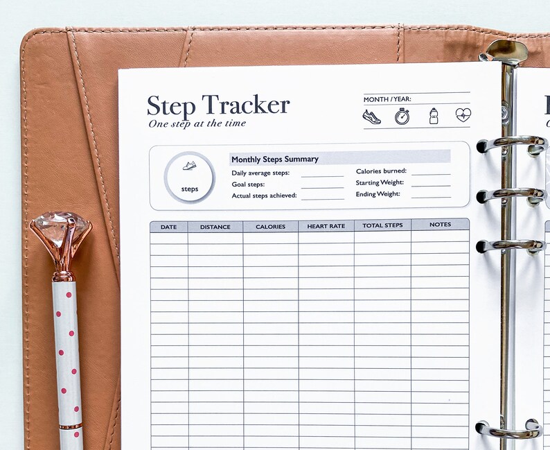 Walking Tracker Printable, Running Tracker, Step Tracker, Fitness Tracker, Walk Running Challenge, A5 Planner Inserts, PDF Instant Download image 4