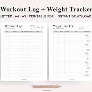 Fitness Journal Printable, Workout Log, Weight Loss Journal, Meal Planner, Calorie & Walking tracker, Health Planner, PDF Instant Download image 5