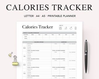 Printable Calorie Tracker: Daily & Weekly Diet Journal (PDF Download)