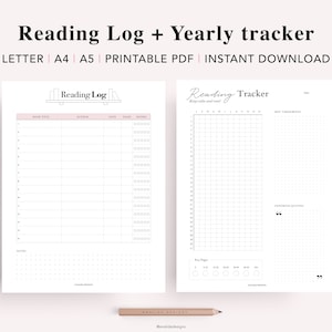 Reading Tracker Printable, Reading Log, Reading Journal, Bookshelf Insert, Book Lovers Planner Bundle, A5 Planner Inserts, PDF Download image 7